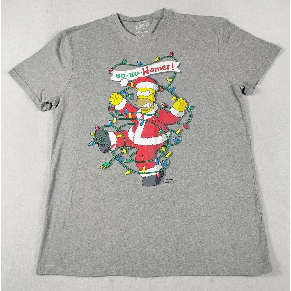 Briefly Stated The Simpsons Shirt Mens XL Gray Ho Ho Homer Christmas Graphic